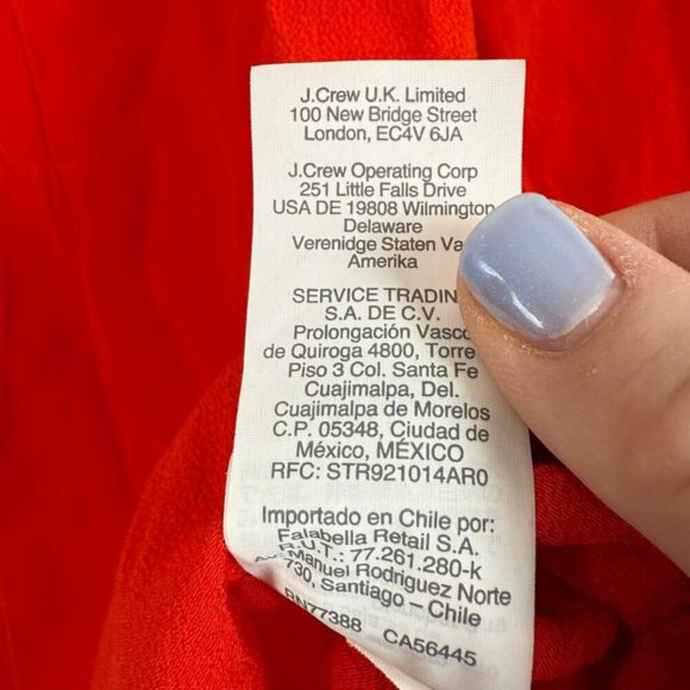 J Crew Top Women XS Red 1/4 Button Popover Long Sleeve Preppy Bright‎ Classic - Picture 6 of 6